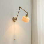 Ceramic Brass Retractable Arm Wall Light 4.7"