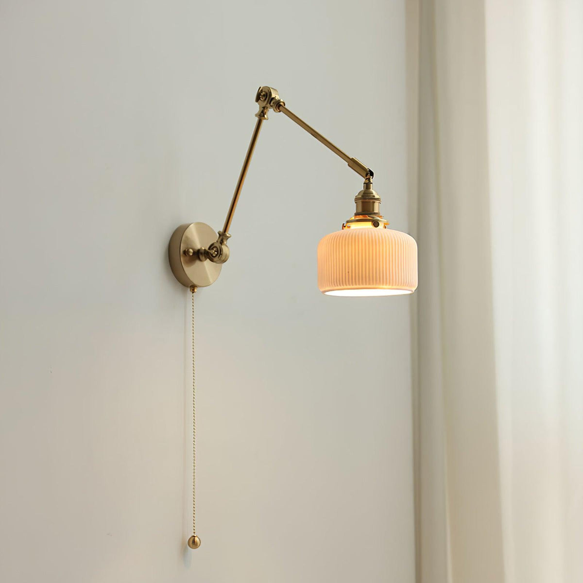 Ceramic Brass Retractable Arm Wall Light 4.7"