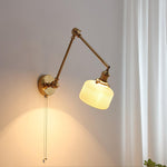 Ceramic Brass Retractable Arm Wall Light 4.7"