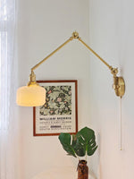 Ceramic Brass Retractable Arm Wall Light 4.7"