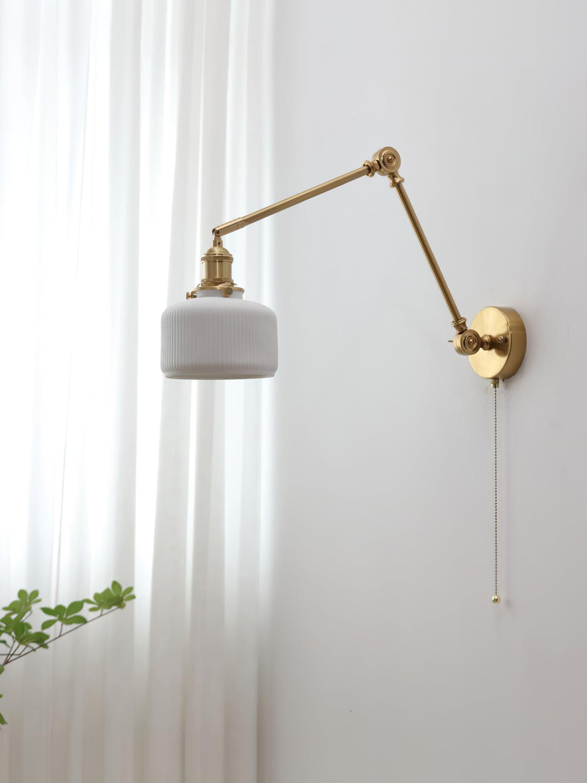 Ceramic Brass Retractable Arm Wall Light 4.7"