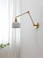 Ceramic Brass Retractable Arm Wall Light 4.7"