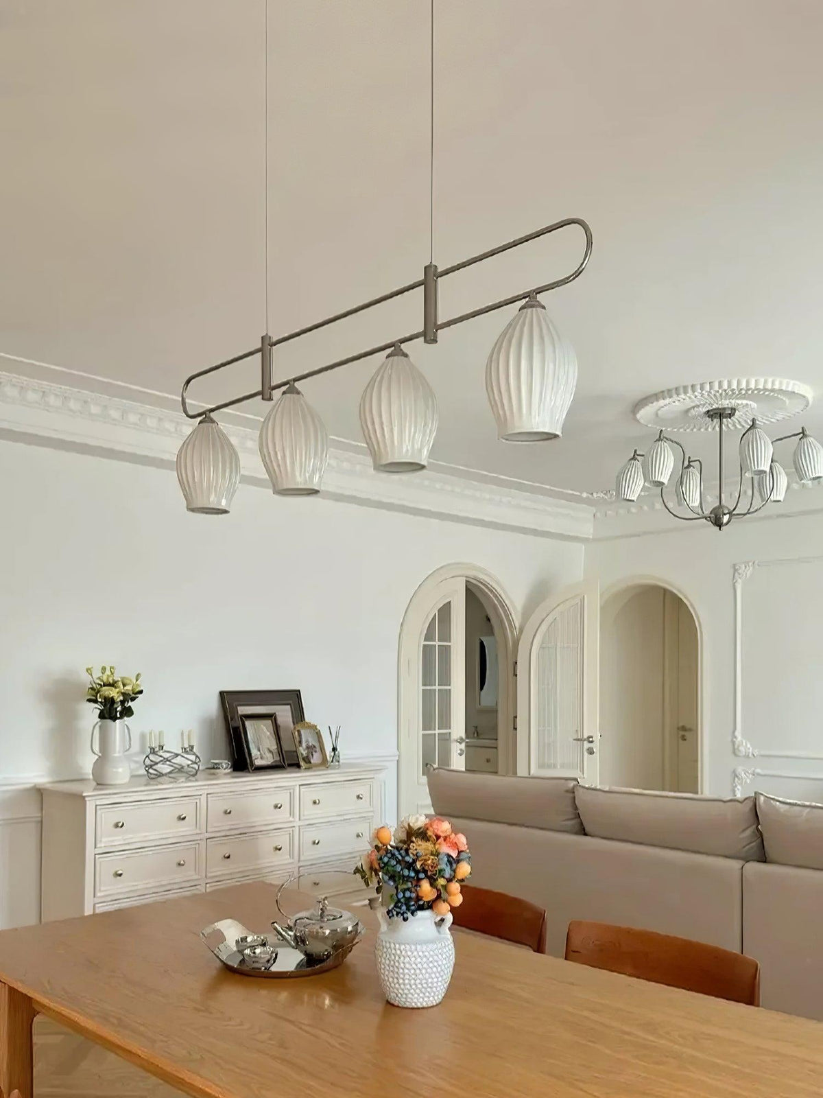 Ceramic Ribbed Pendnat Light