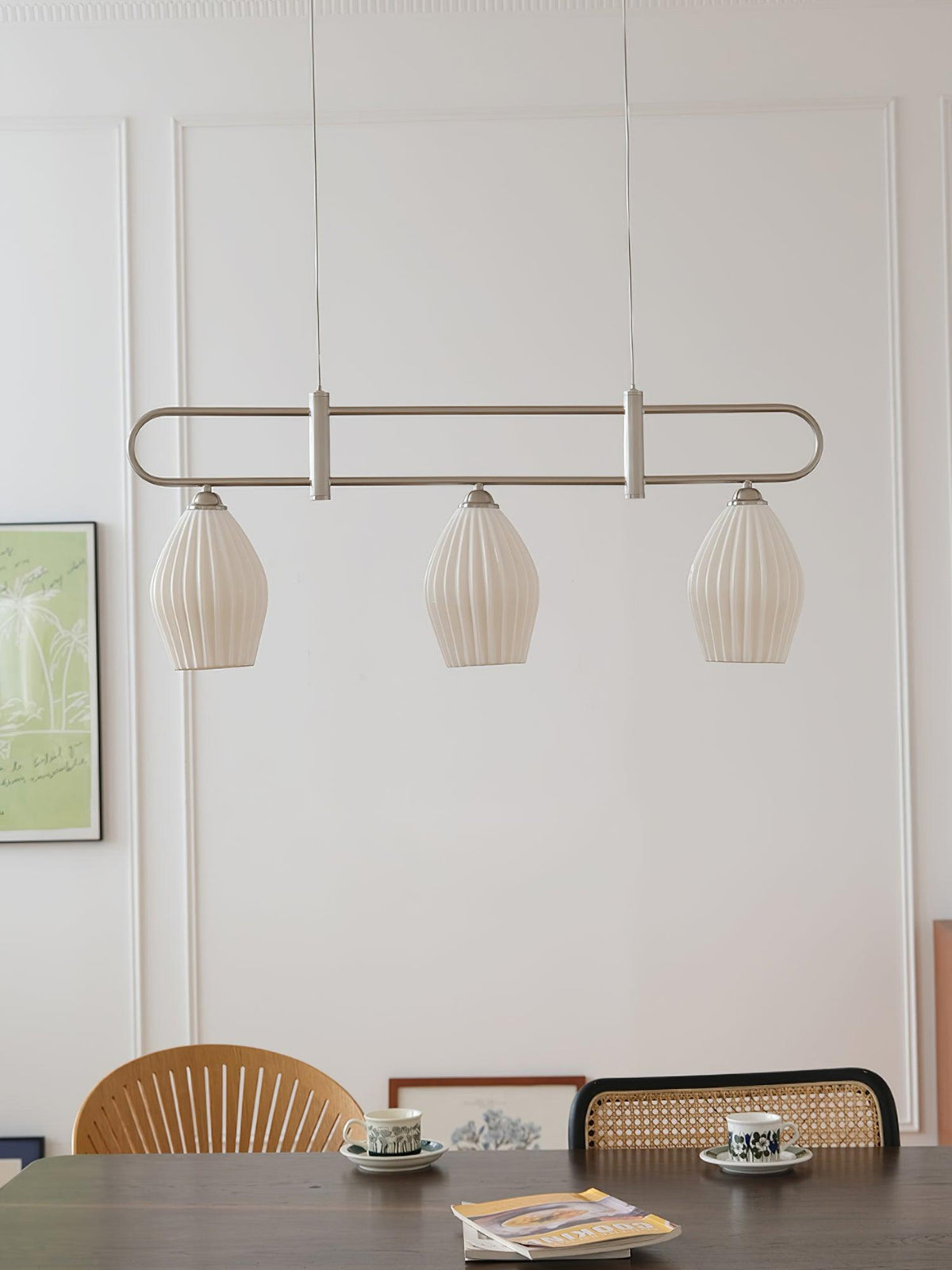 Ceramic Ribbed Pendnat Light