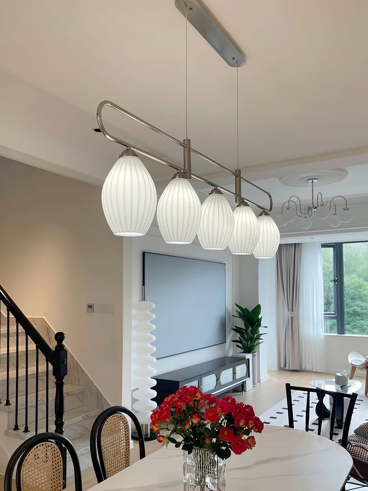 Ceramic Ribbed Pendnat Light