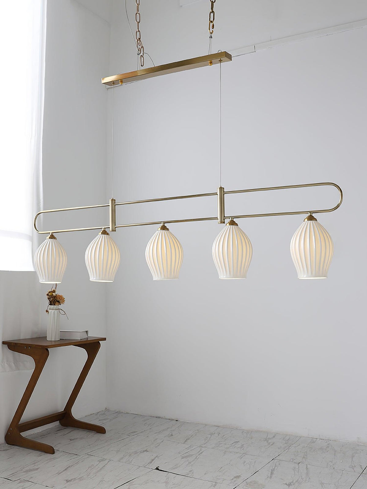 Ceramic Ribbed Pendnat Light