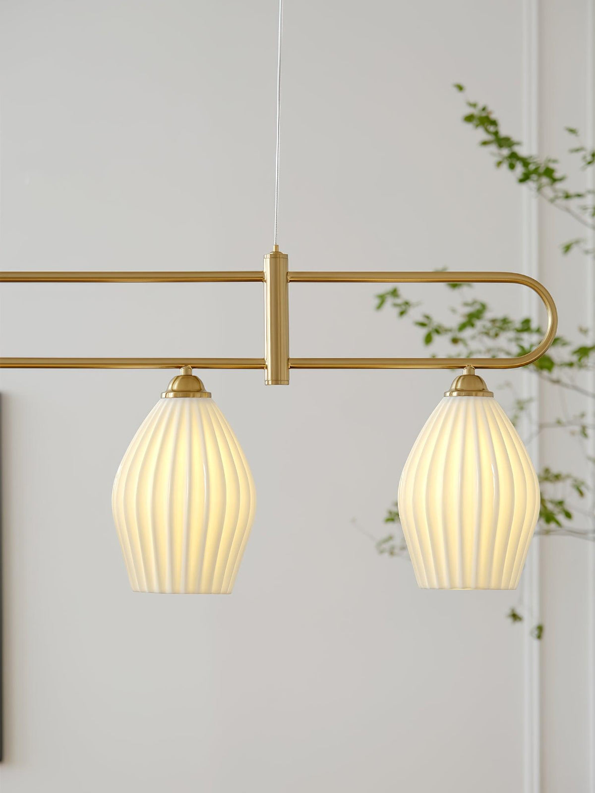 Ceramic Ribbed Pendnat Light