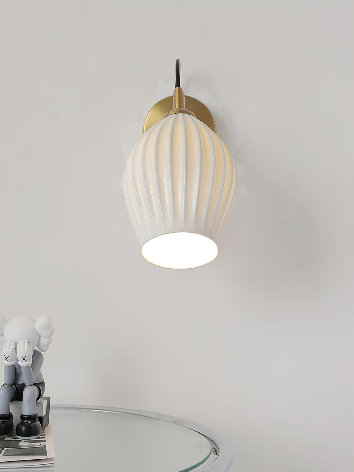 Ceramic Ribbed Wall Light 5.3"