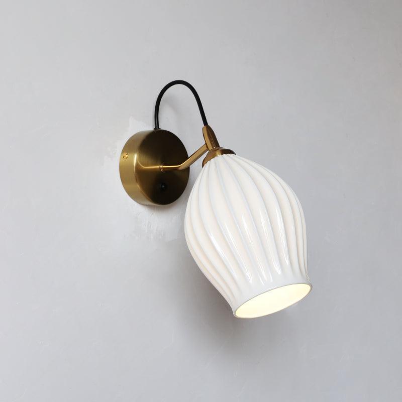 Ceramic Ribbed Wall Light 5.3"