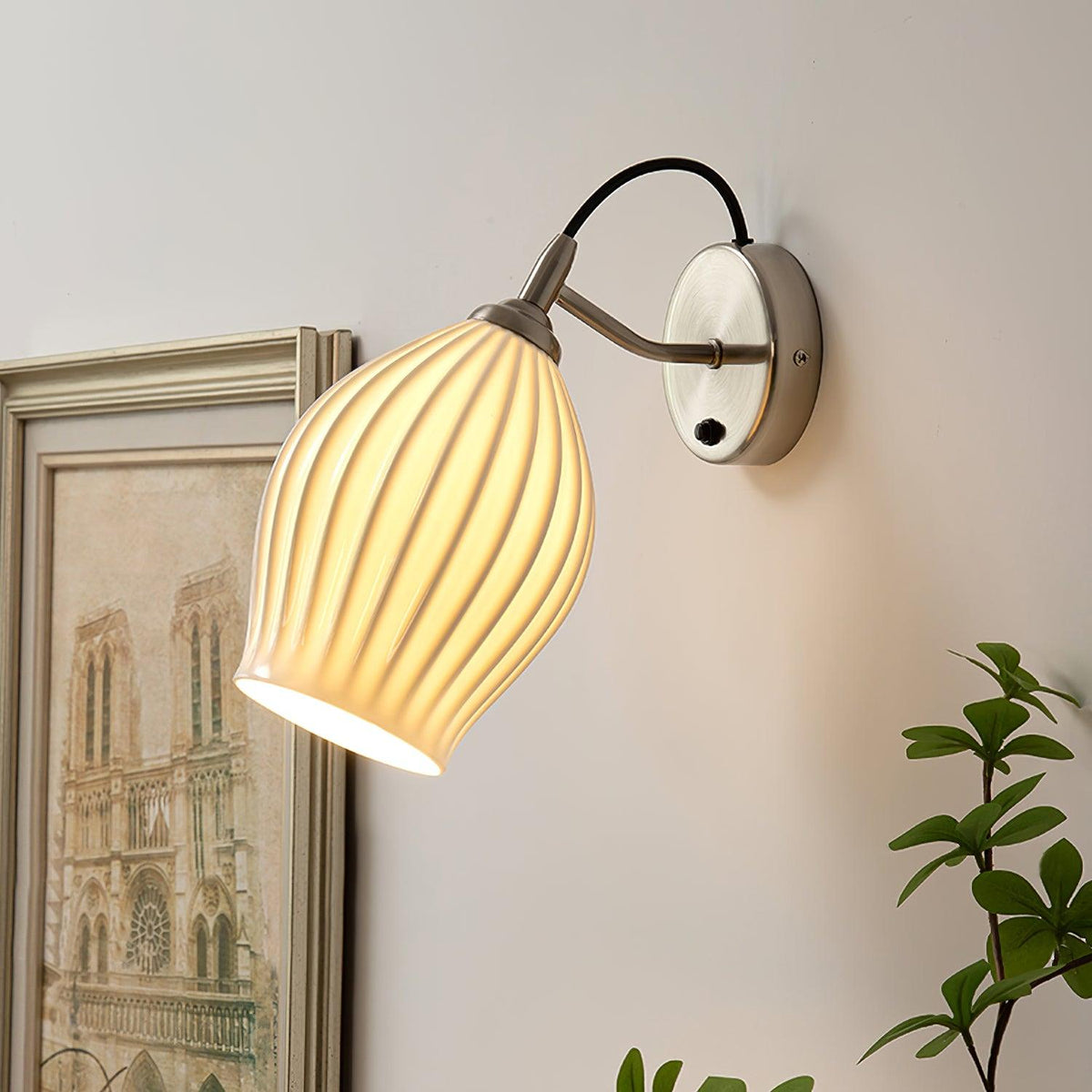 Ceramic Ribbed Wall Light 5.3"