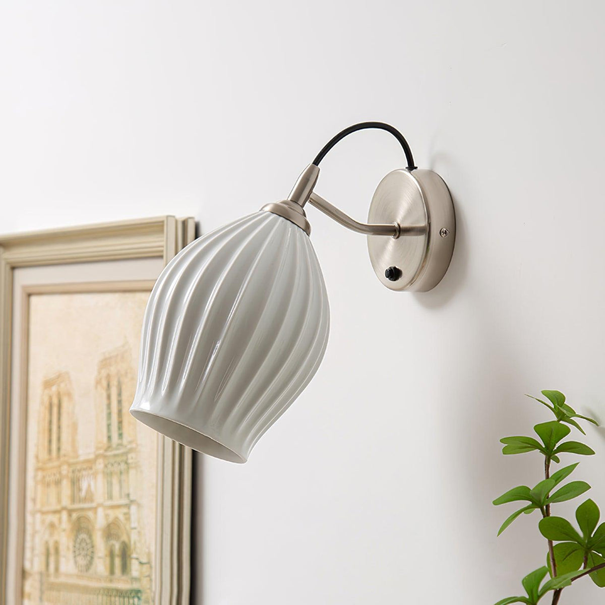 Ceramic Ribbed Wall Light 5.3"