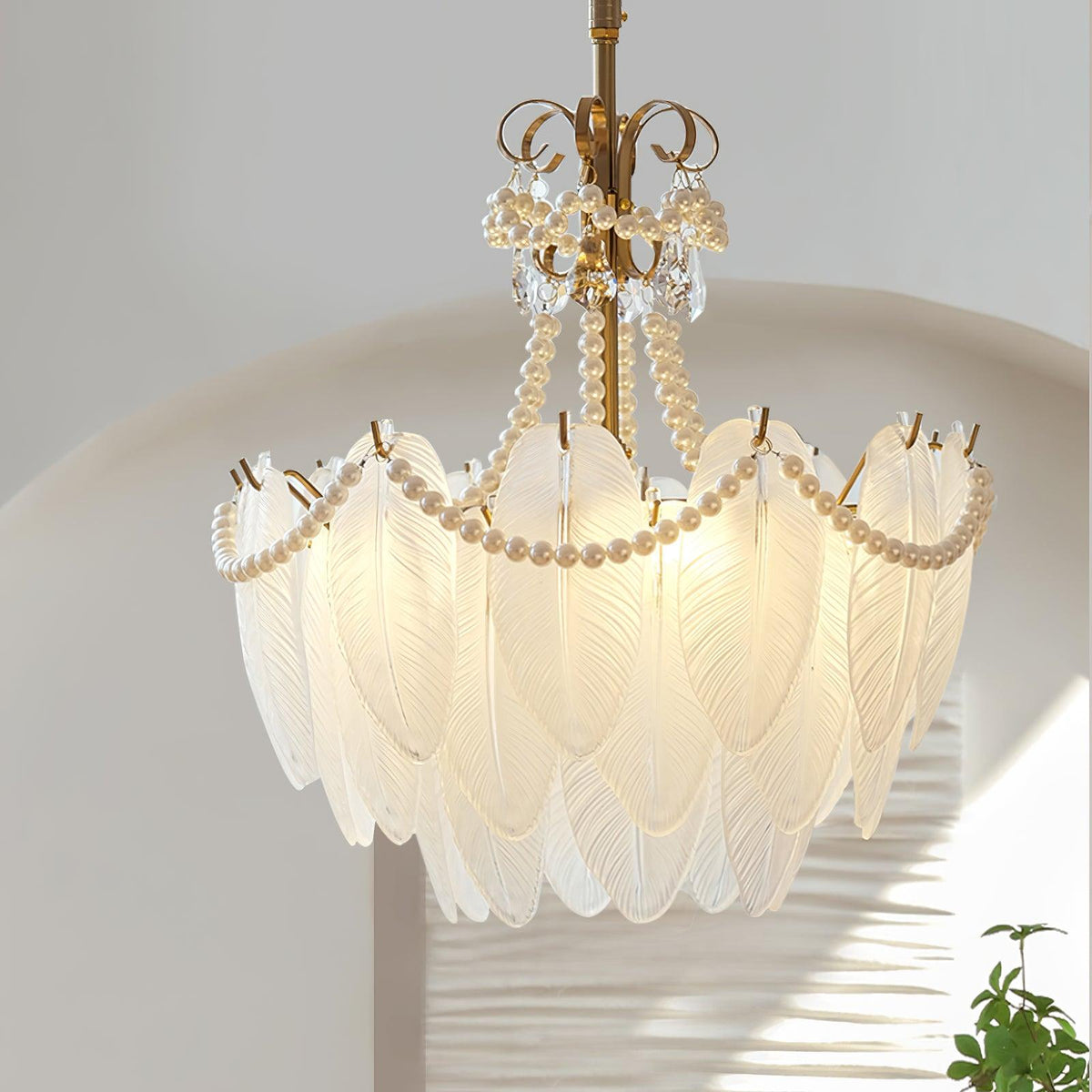 Contemporary Leaves Glass Chandelier