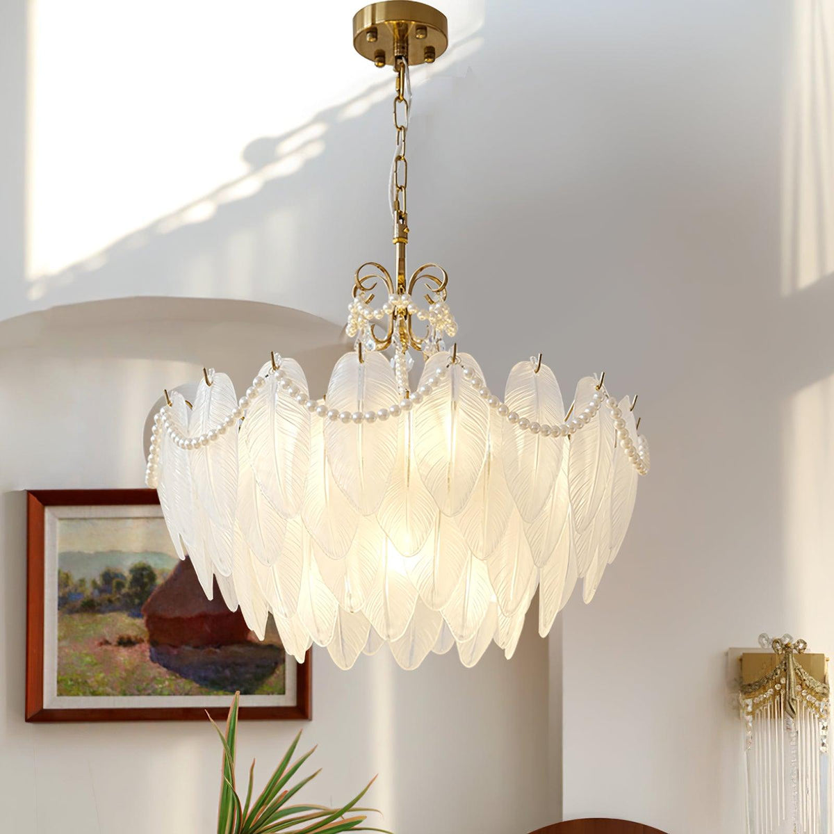 Contemporary Leaves Glass Chandelier