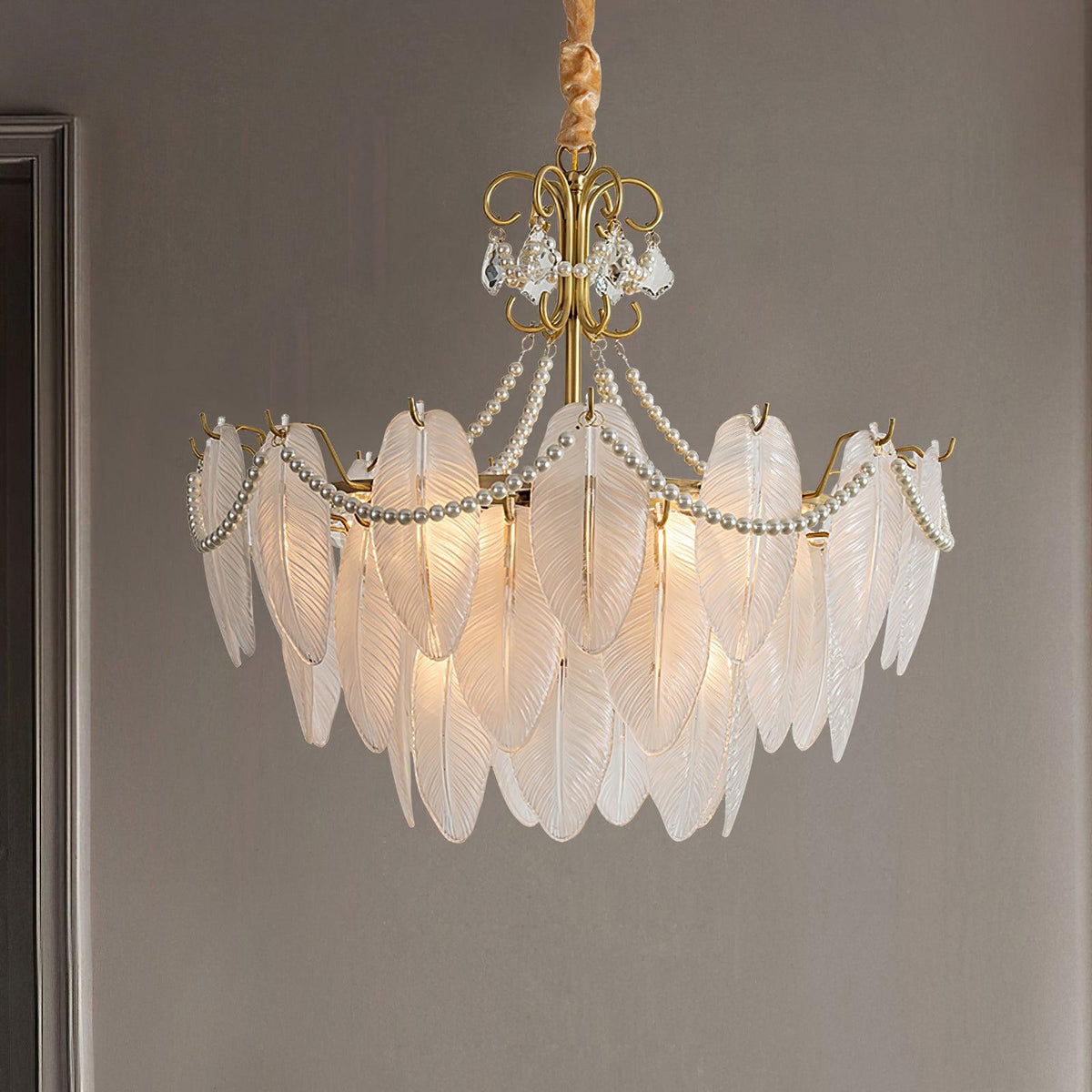 Contemporary Leaves Glass Chandelier