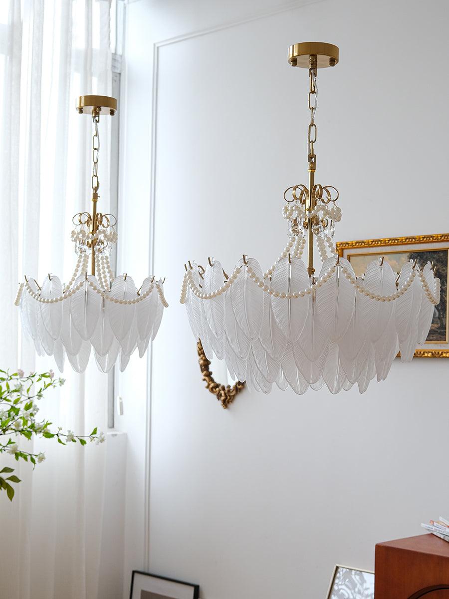 Contemporary Leaves Glass Chandelier