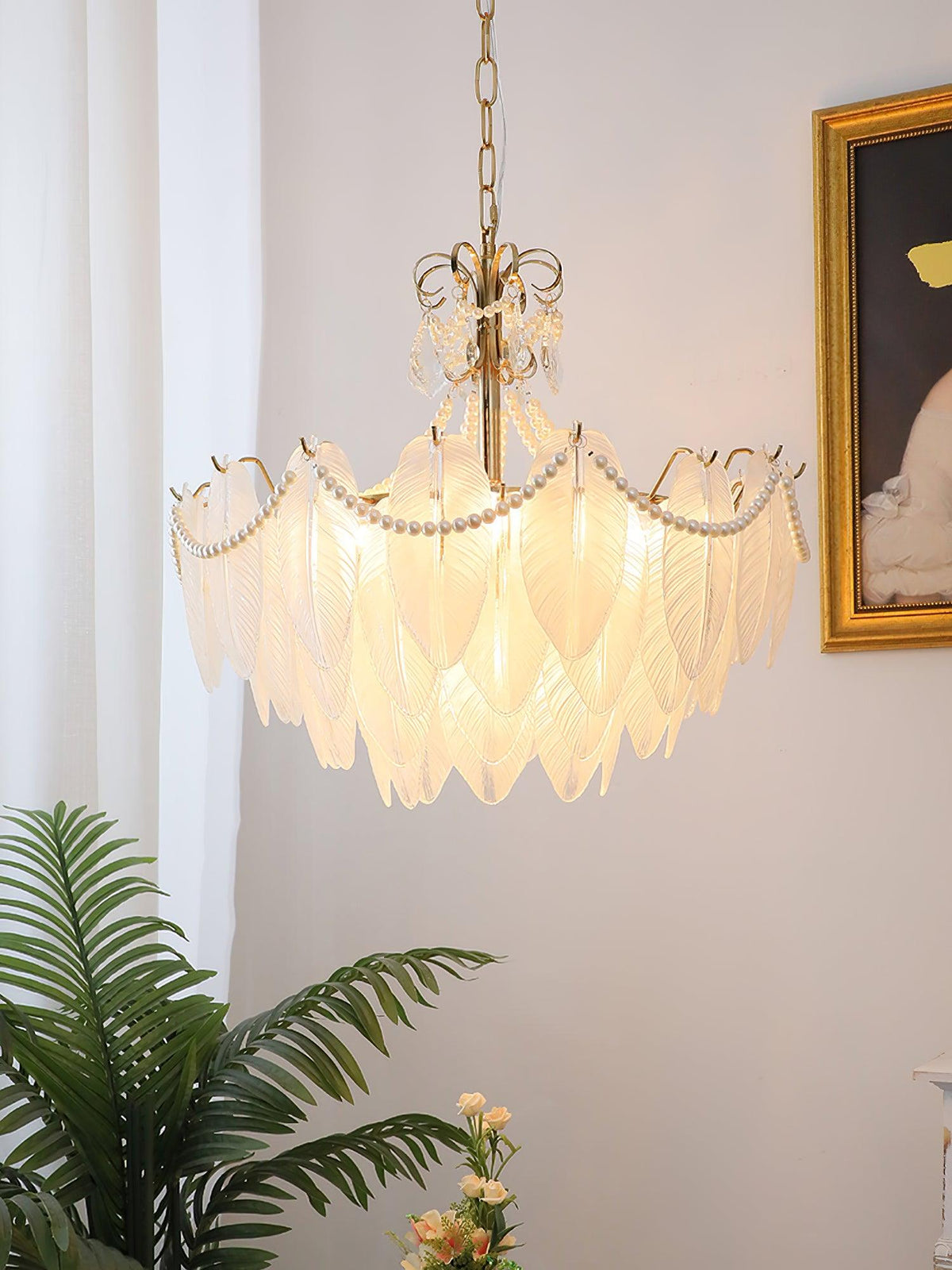 Contemporary Leaves Glass Chandelier