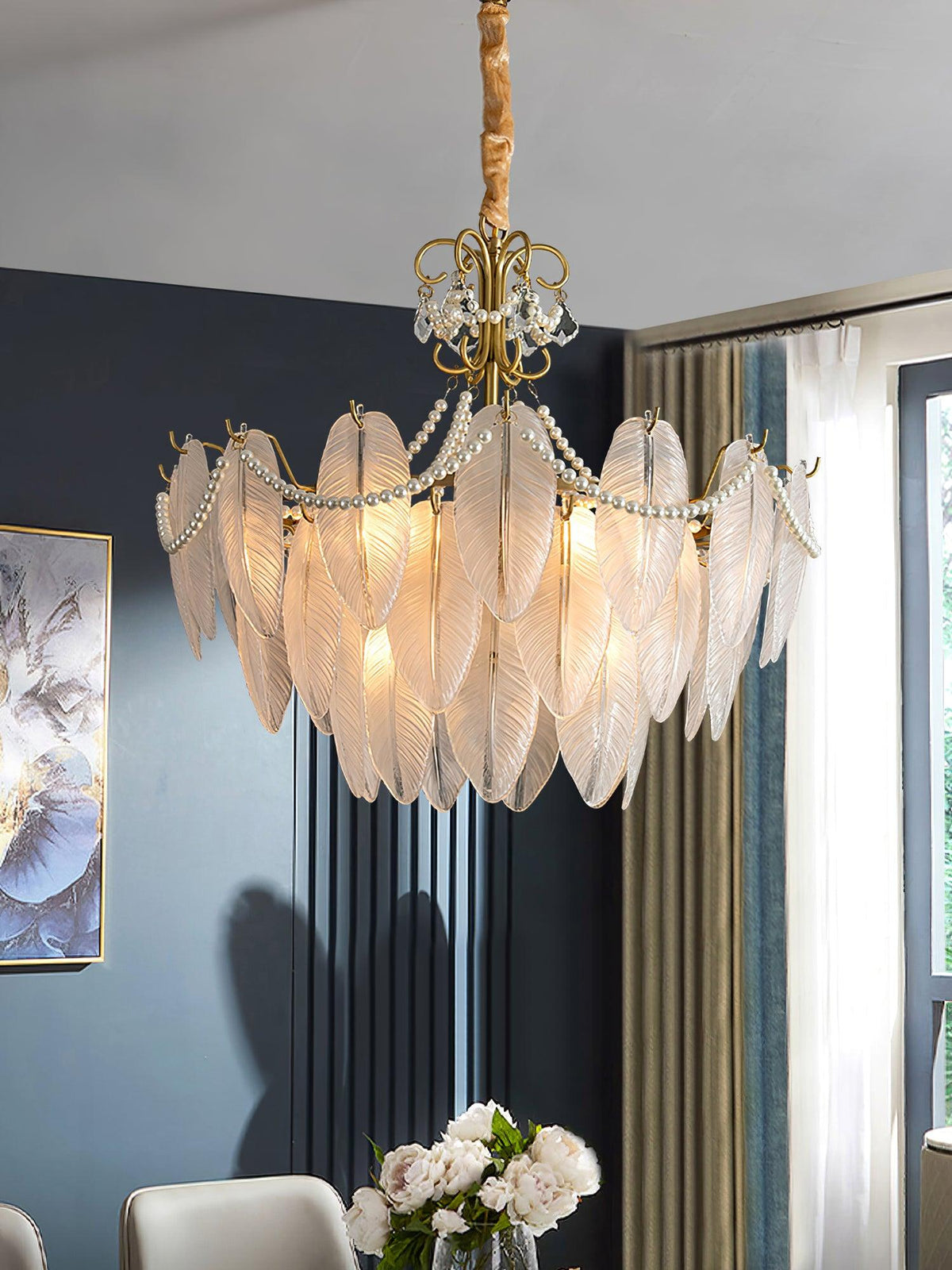Contemporary Leaves Glass Chandelier