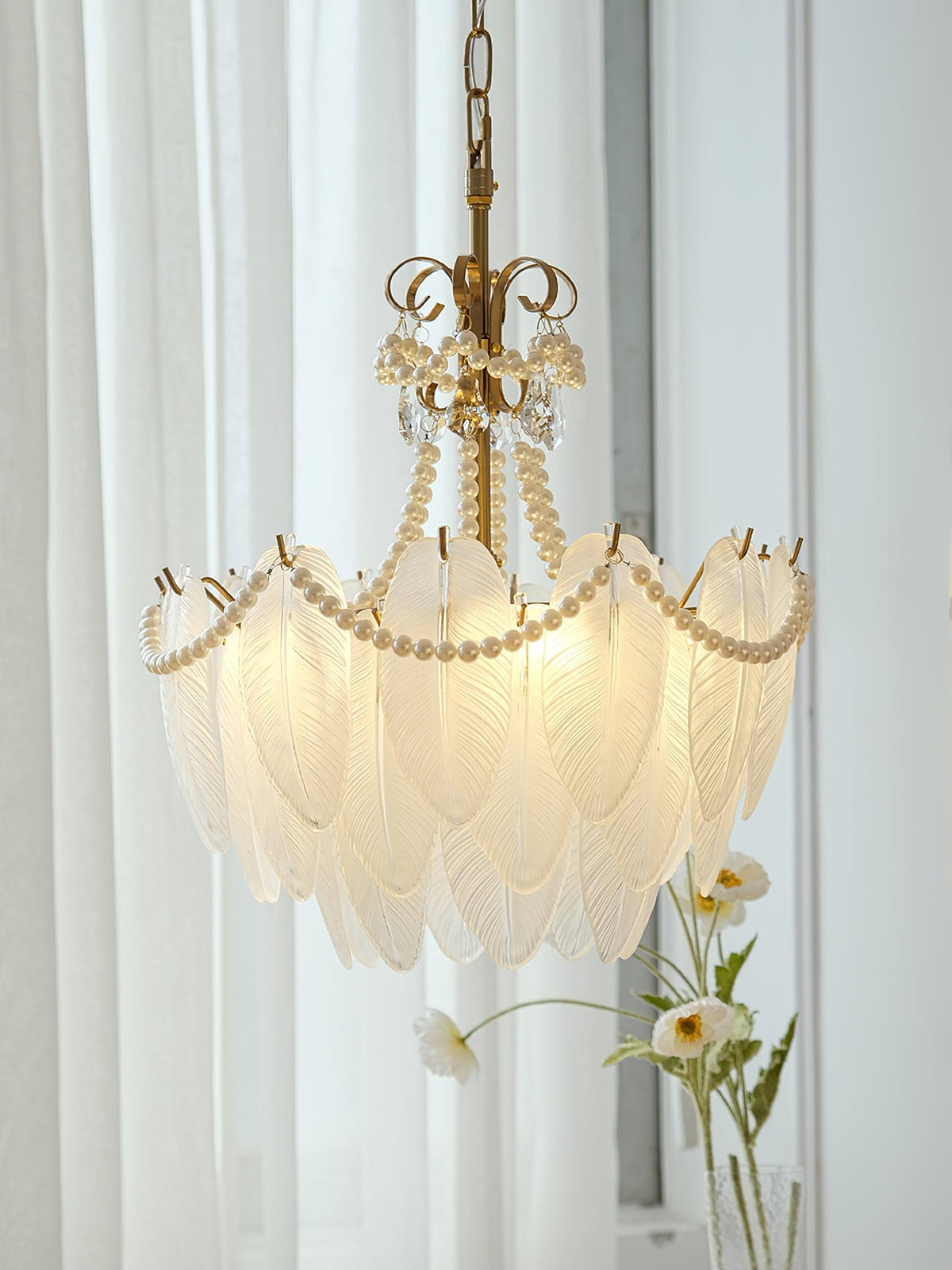 Contemporary Leaves Glass Chandelier