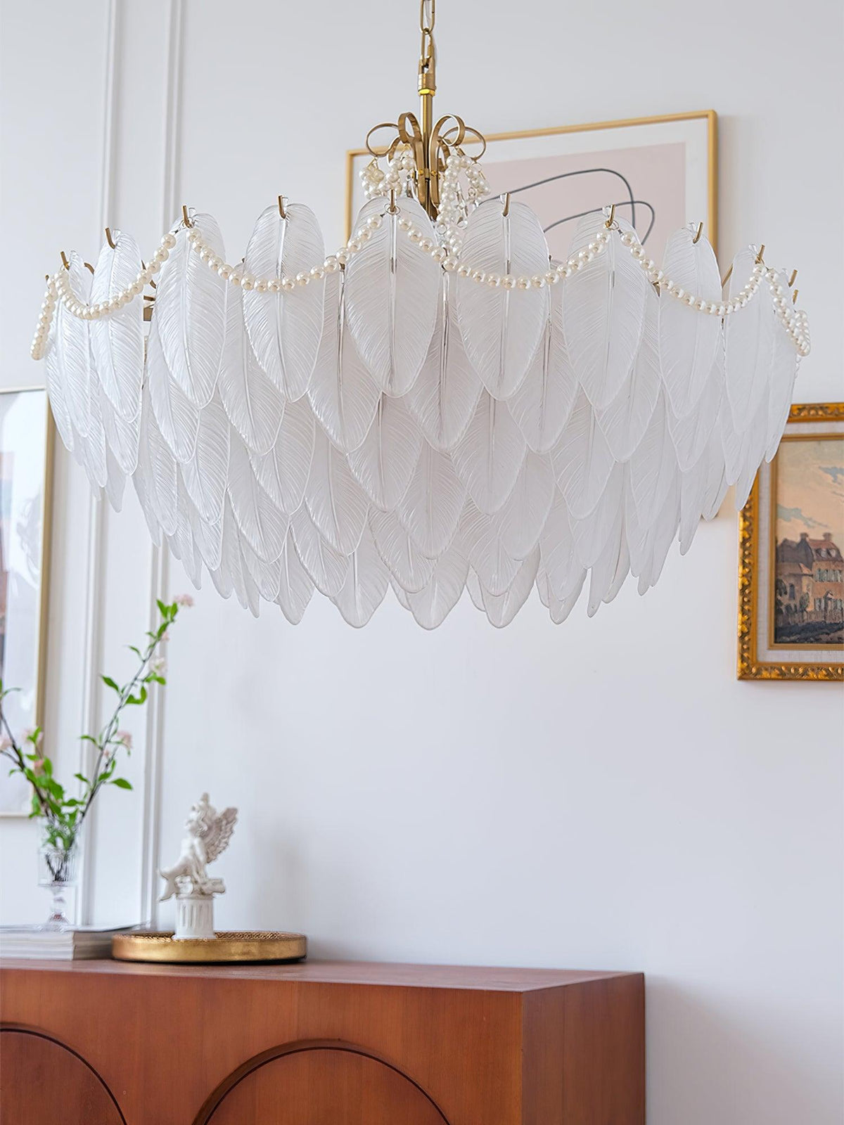 Contemporary Leaves Glass Chandelier