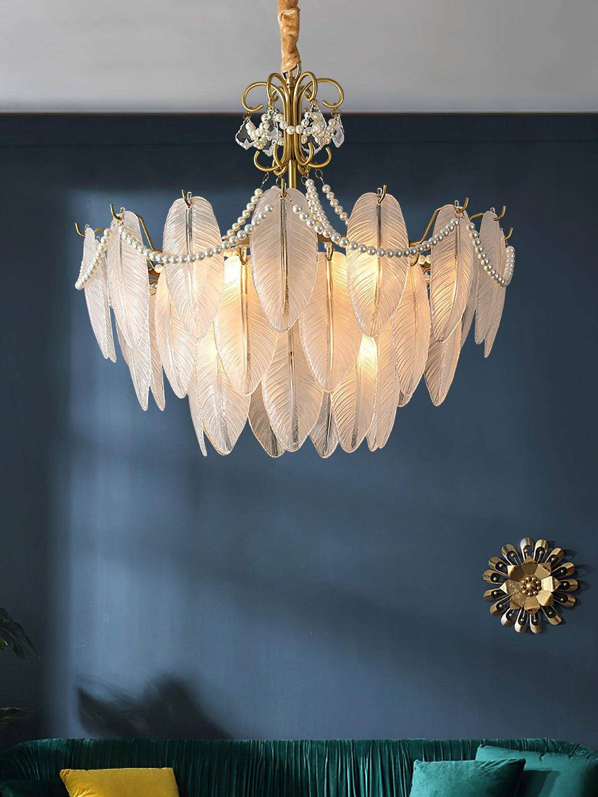 Contemporary Leaves Glass Chandelier