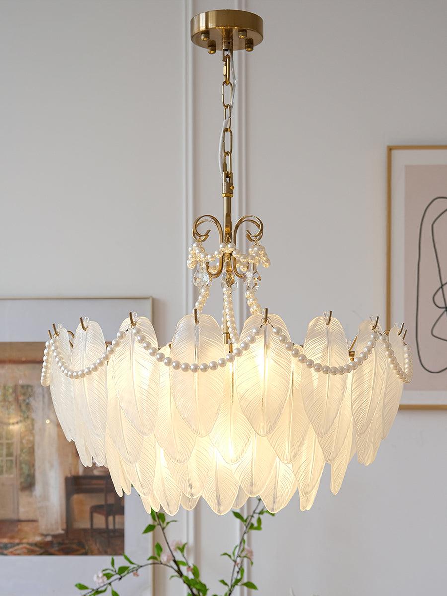 Contemporary Leaves Glass Chandelier