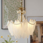 Contemporary Leaves Glass Chandelier