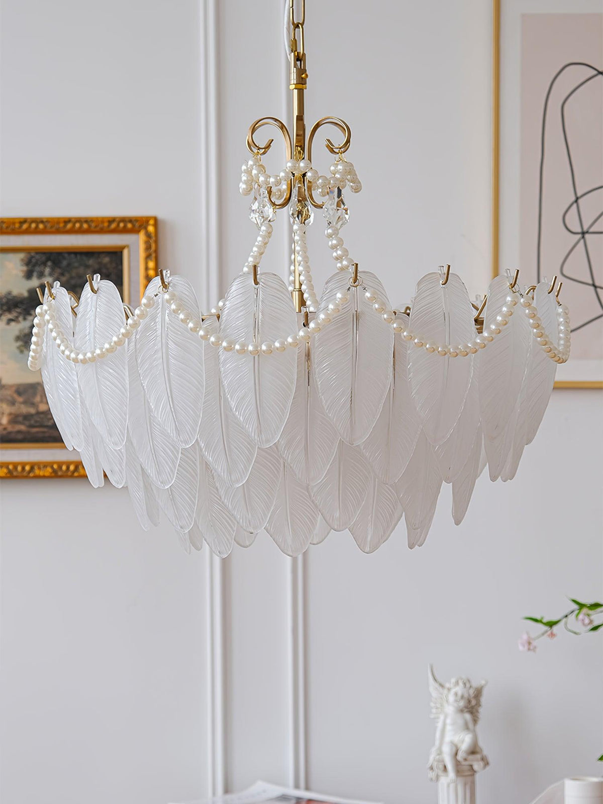 Contemporary Leaves Glass Chandelier