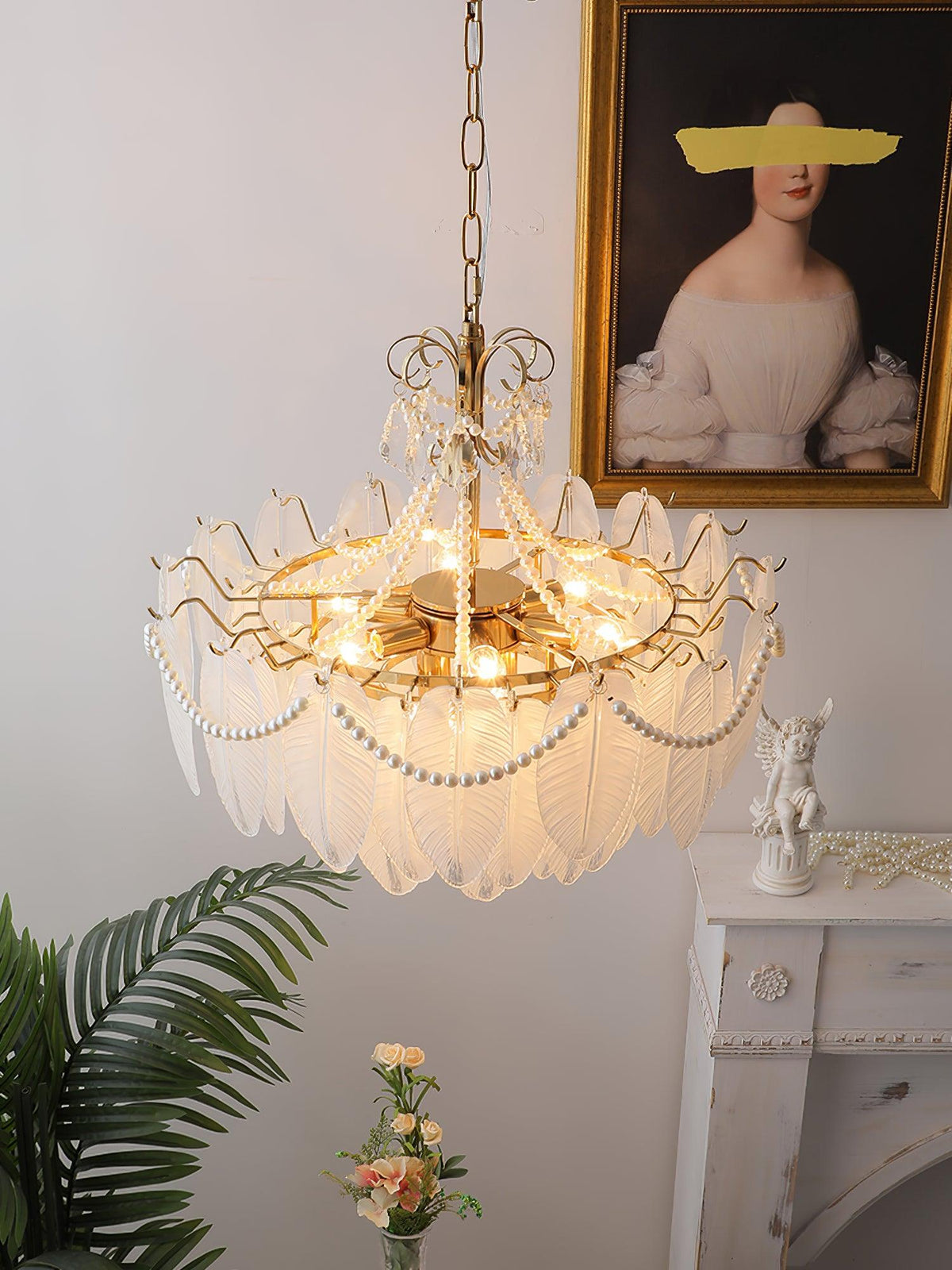 Contemporary Leaves Glass Chandelier