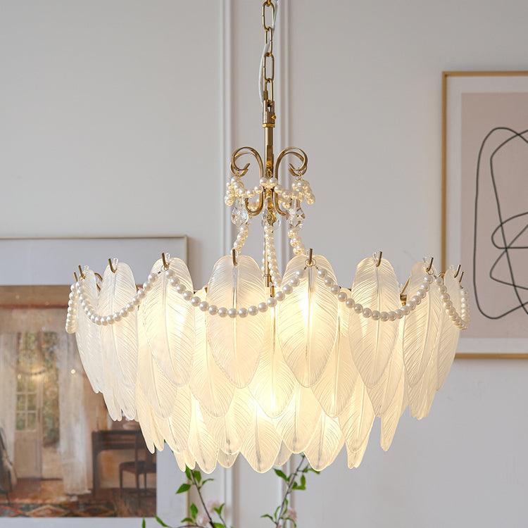 Contemporary Leaves Glass Chandelier