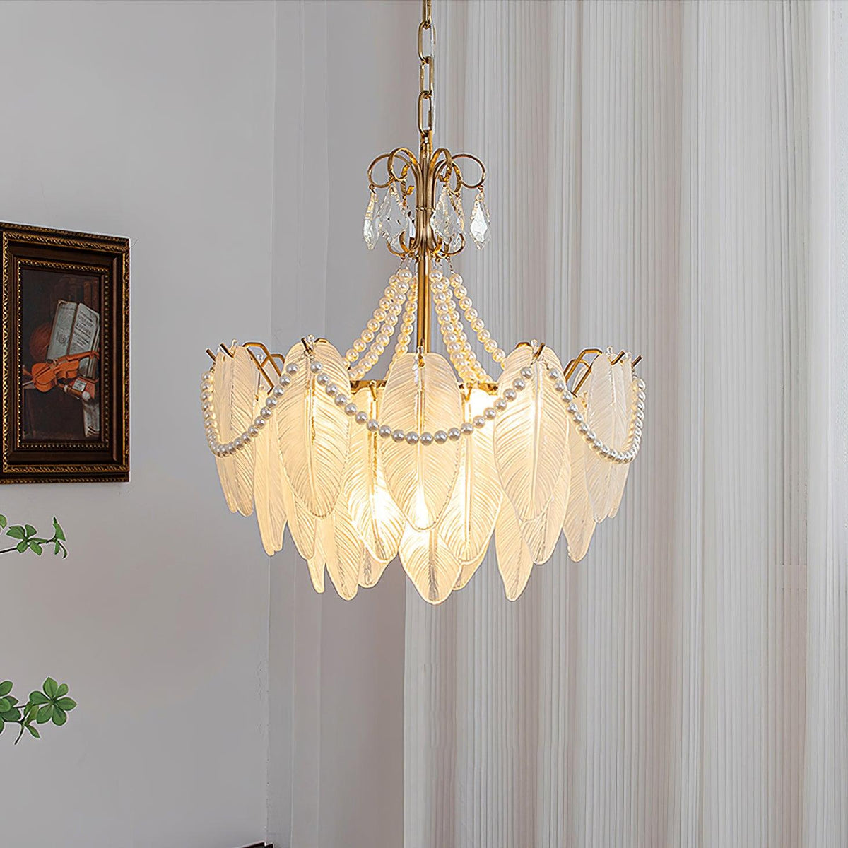 Contemporary Leaves Glass Chandelier