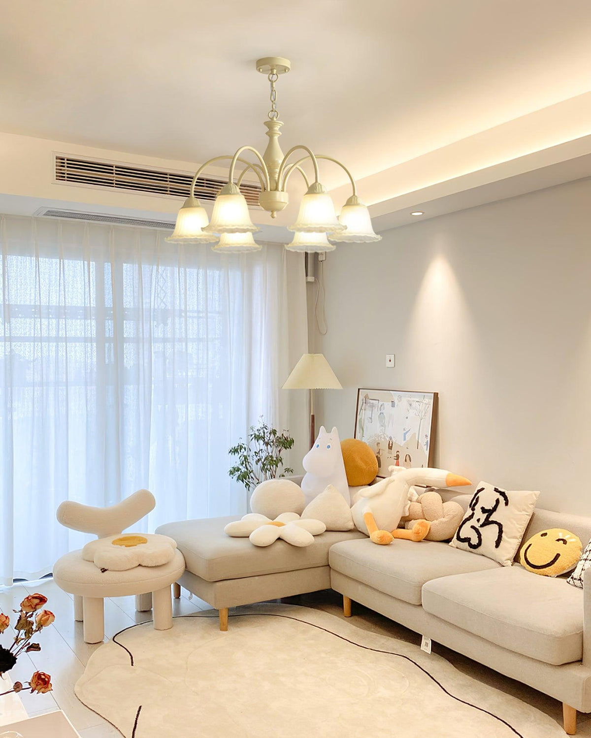 Cream Flower Chandelier