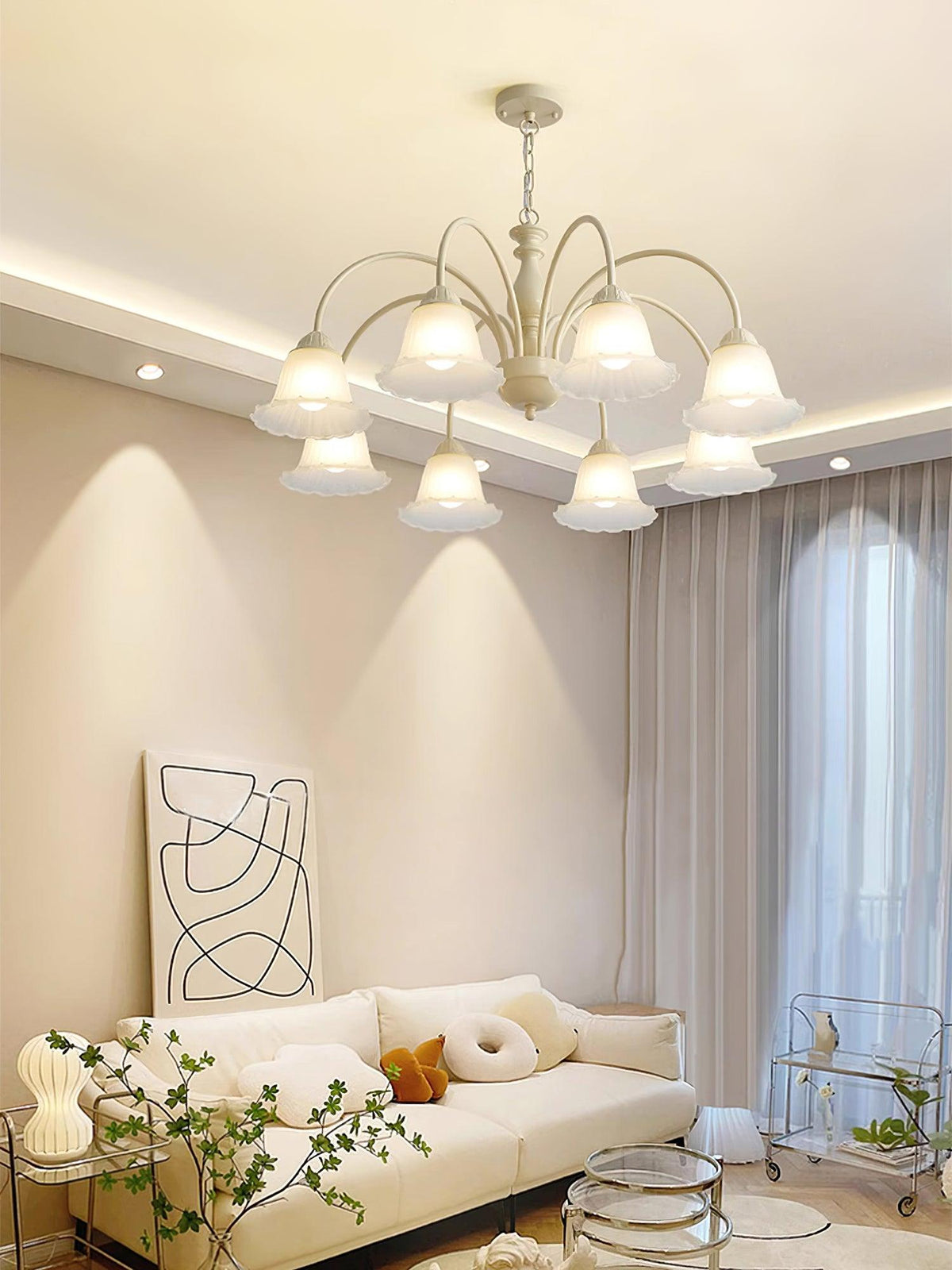 Cream Flower Chandelier