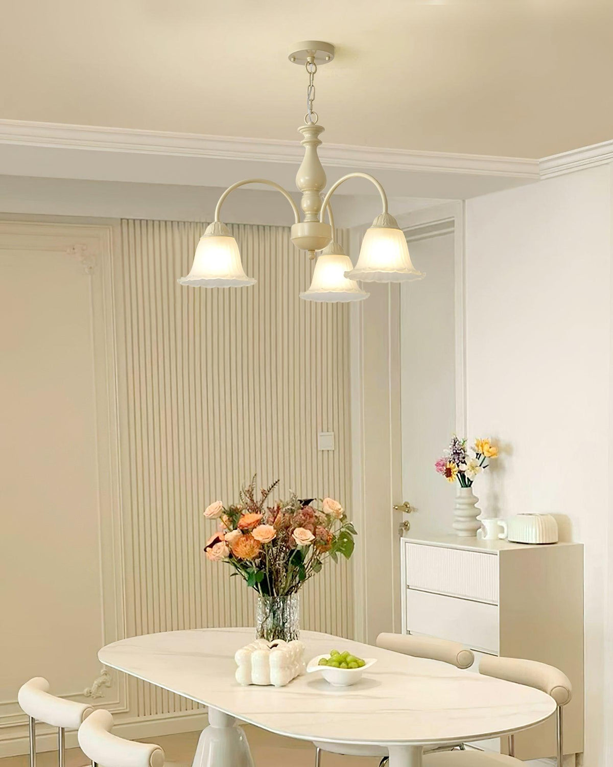 Cream Flower Chandelier