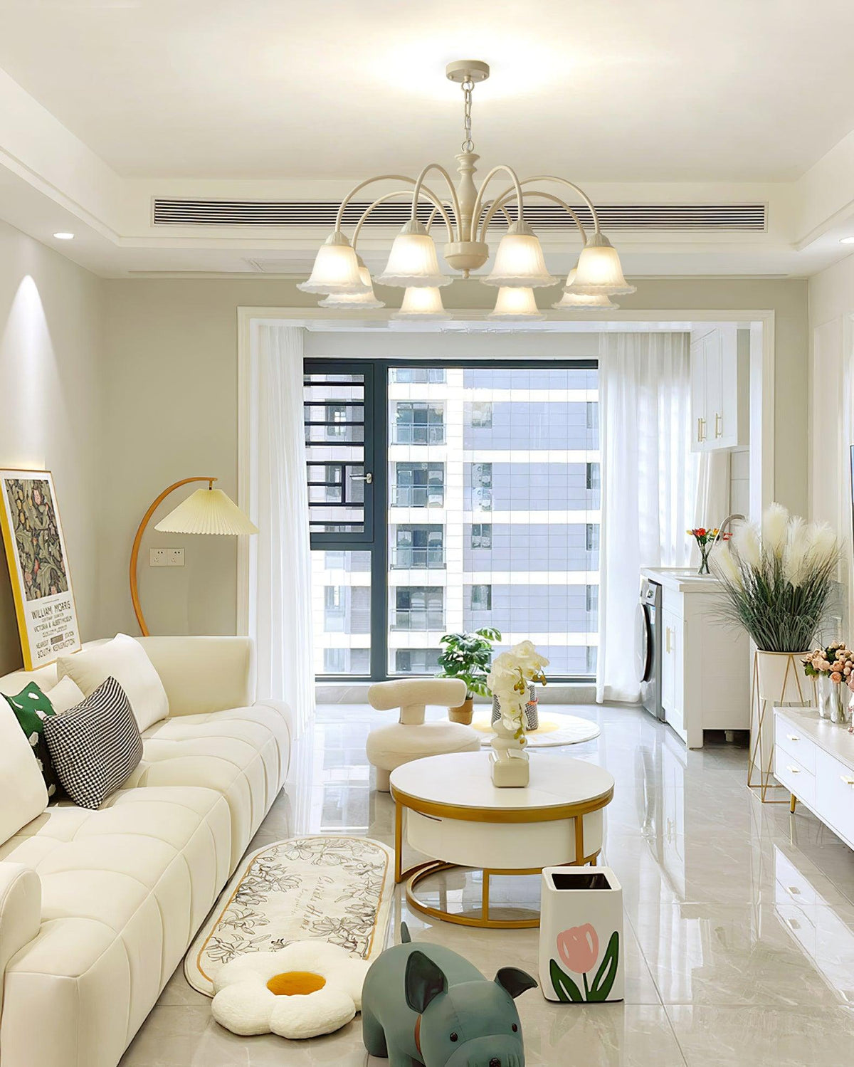 Cream Flower Chandelier