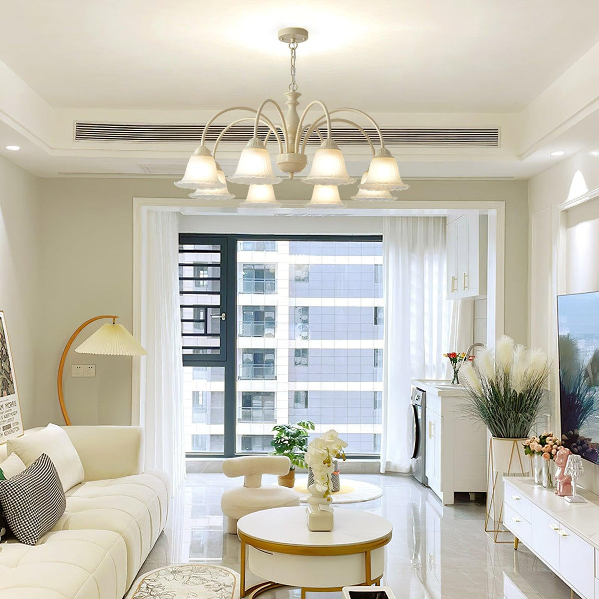 Cream Flower Chandelier