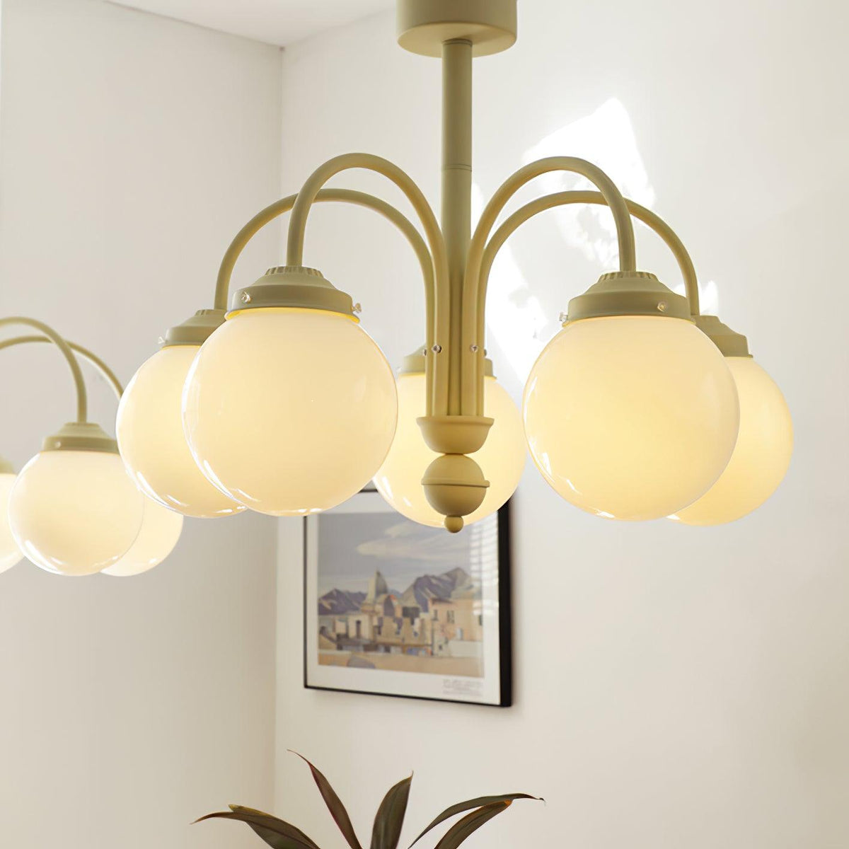 Cream Planet Glass Chandelier