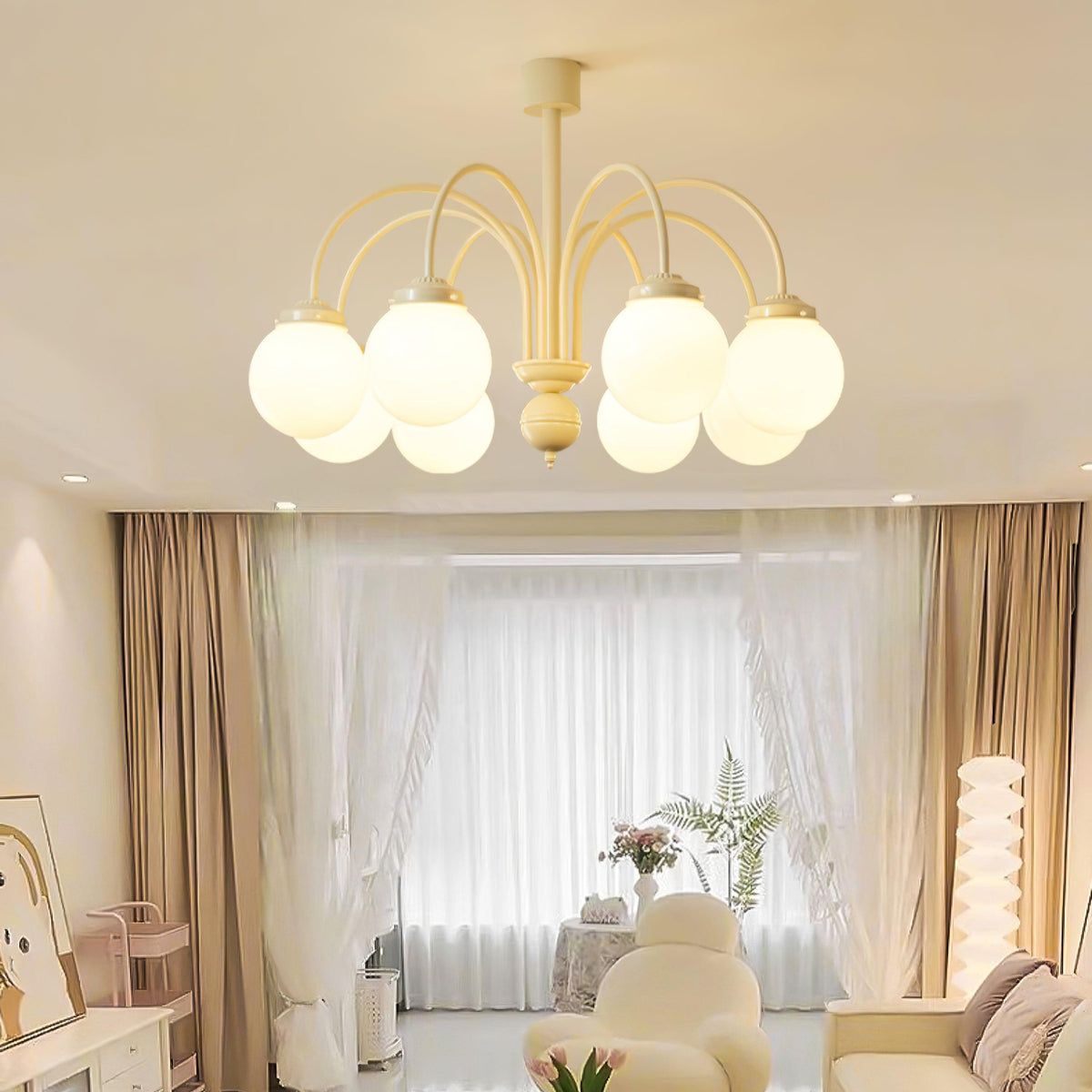 Cream Planet Glass Chandelier