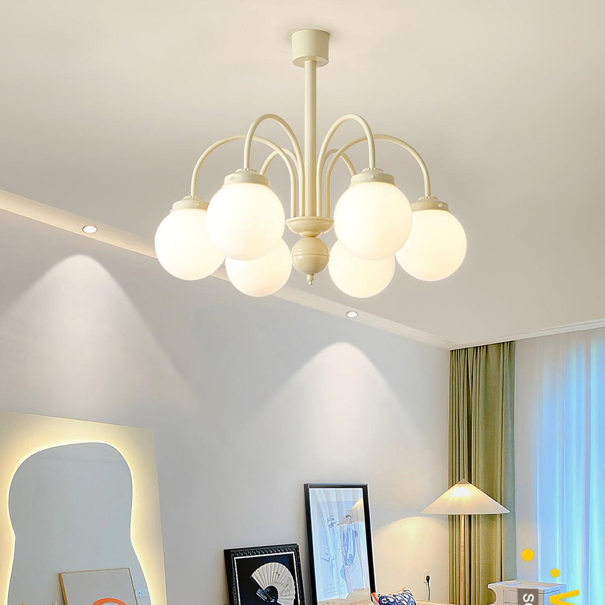 Cream Planet Glass Chandelier