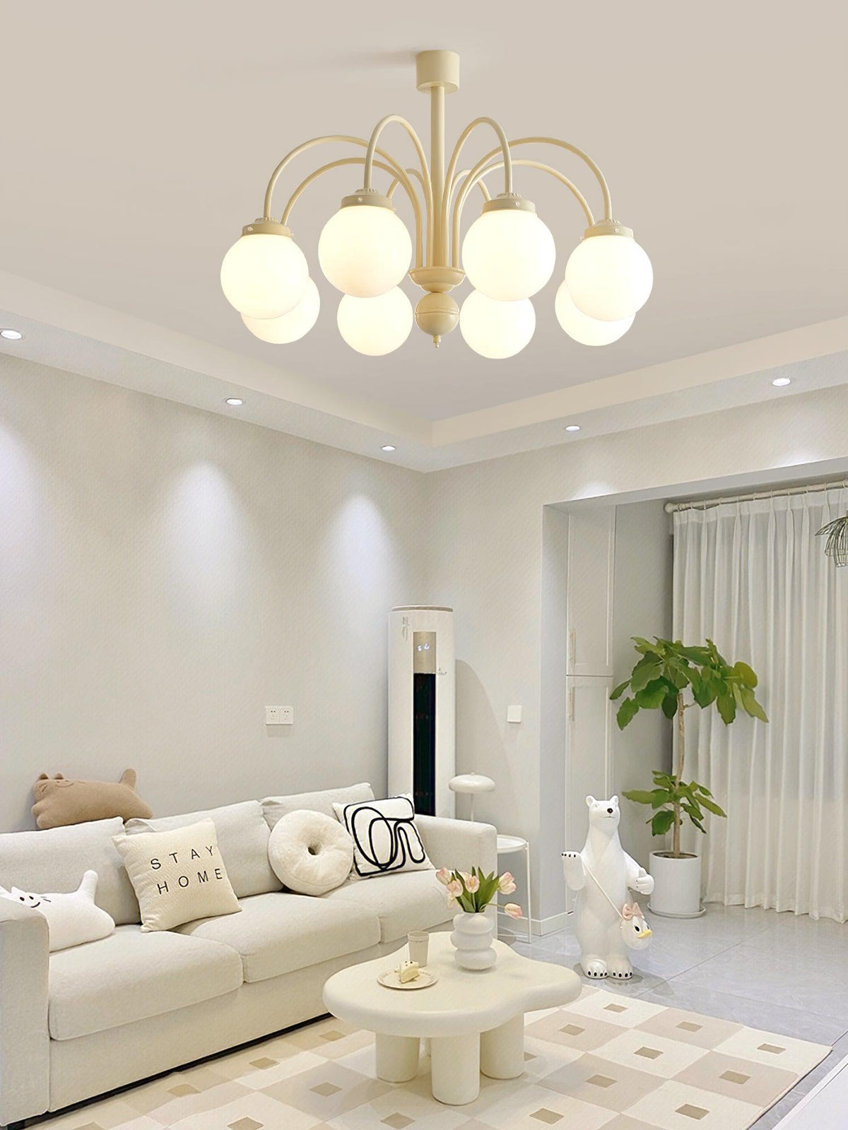 Cream Planet Glass Chandelier