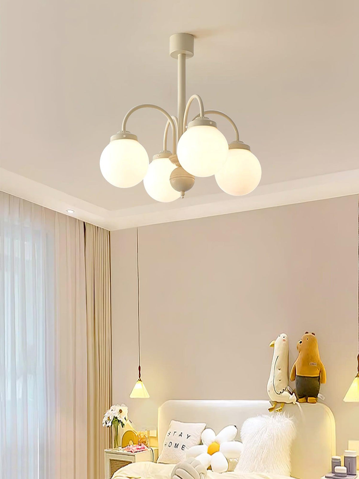 Cream Planet Glass Chandelier