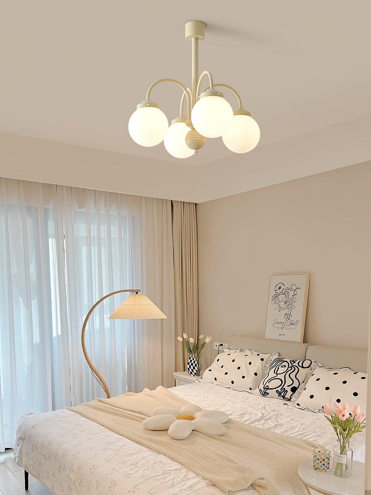 Cream Planet Glass Chandelier