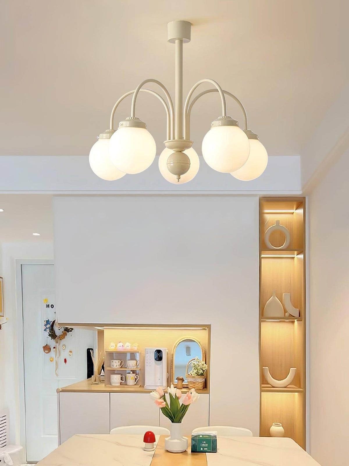 Cream Planet Glass Chandelier