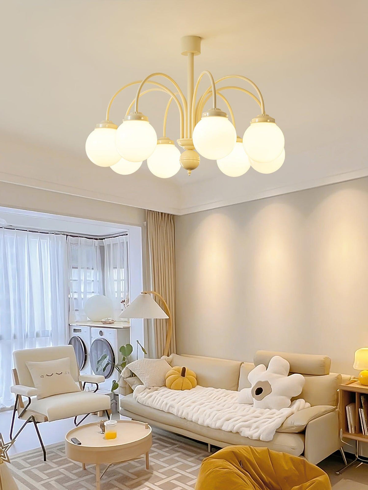 Cream Planet Glass Chandelier