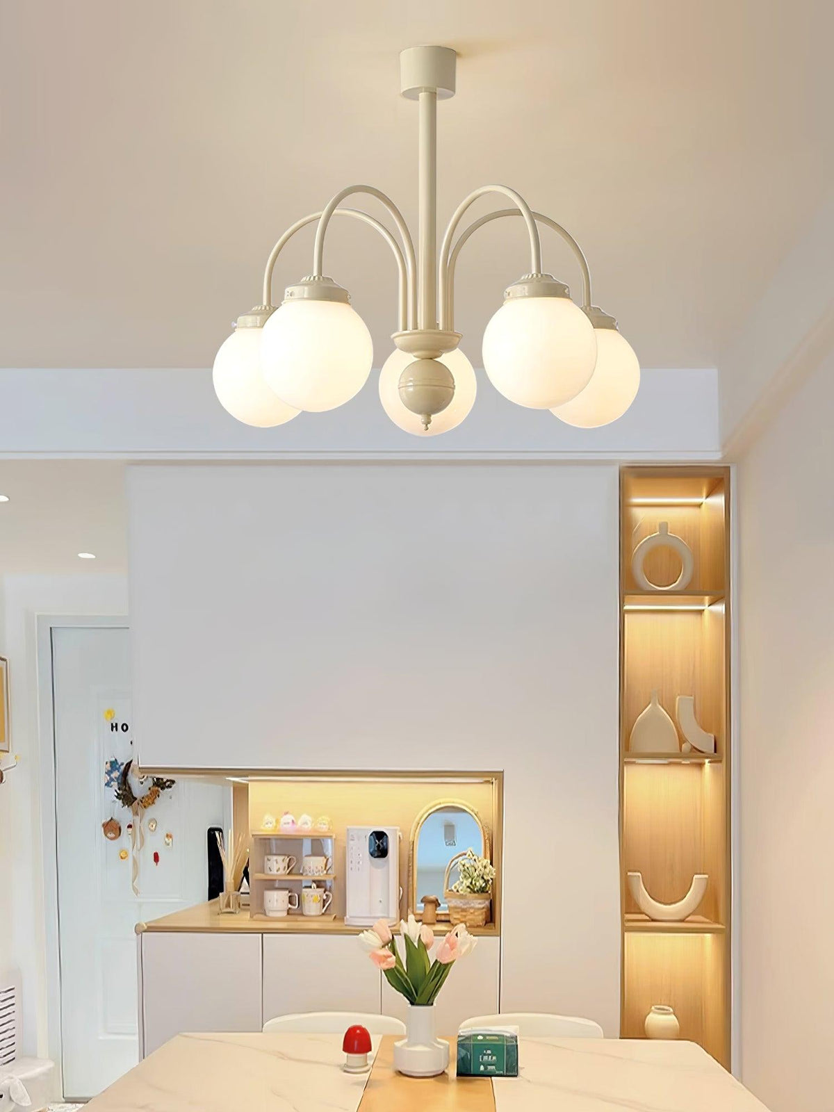 Cream Planet Glass Chandelier