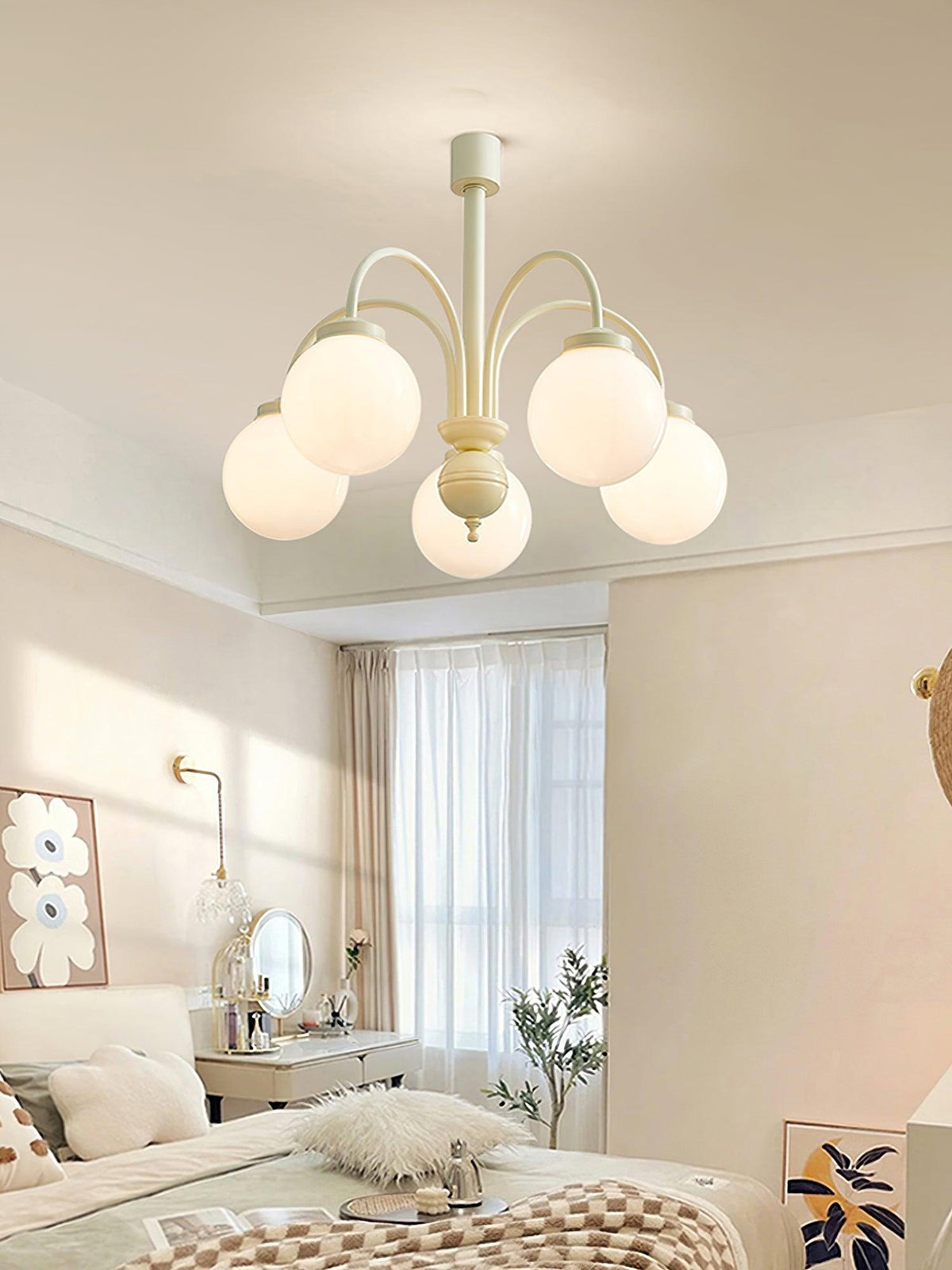 Cream Planet Glass Chandelier