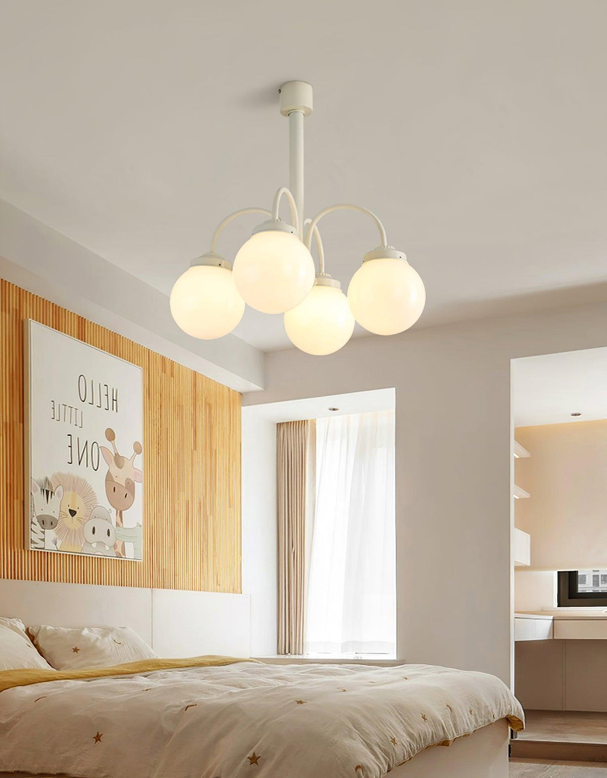 Cream Planet Glass Chandelier