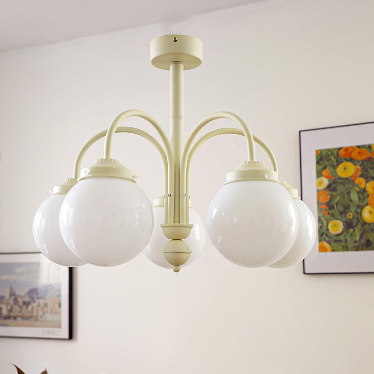 Cream Planet Glass Chandelier