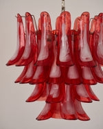 Crimson Glass Murano Petals Chandelier