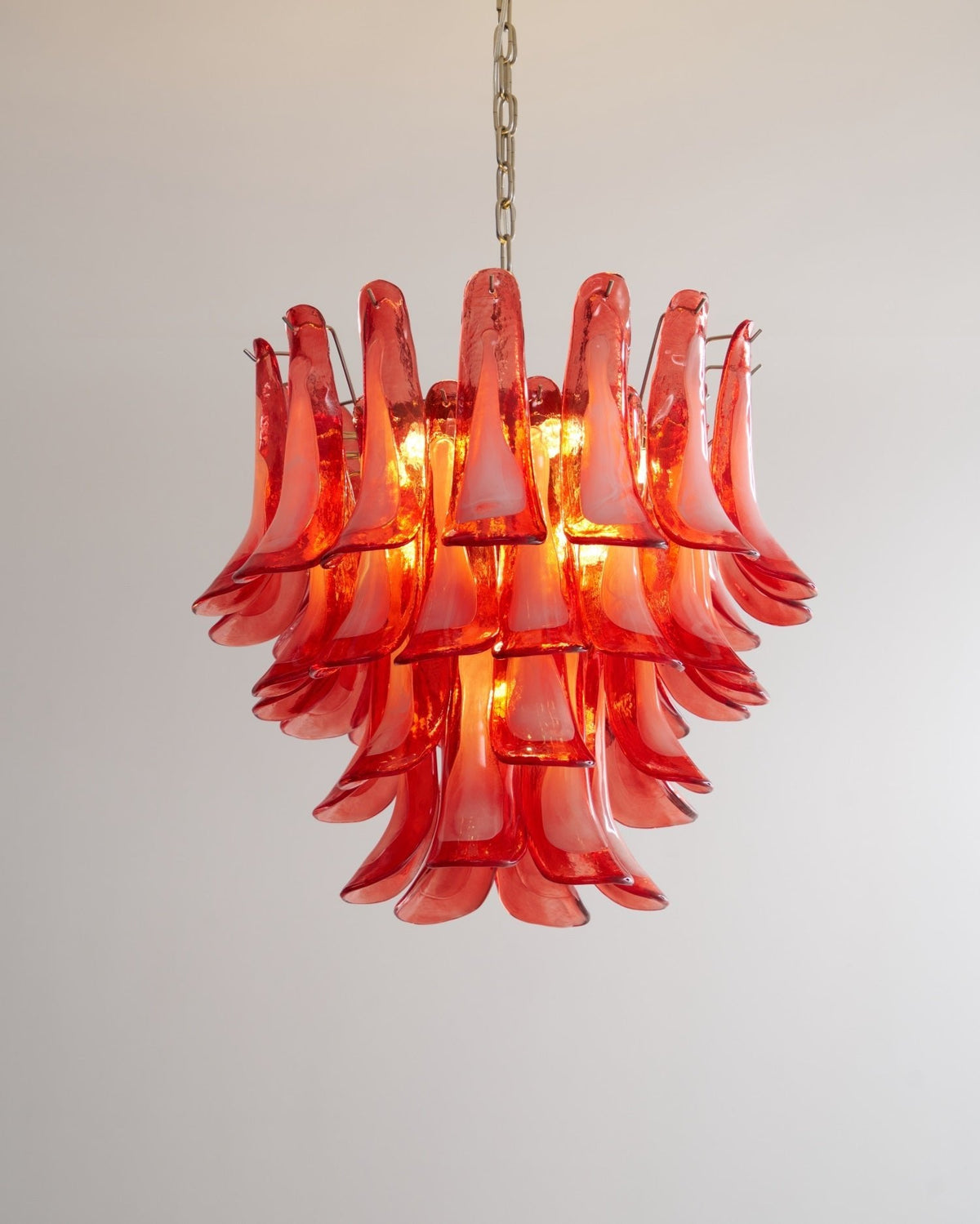 Crimson Glass Murano Petals Chandelier