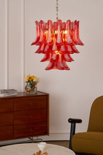 Crimson Glass Murano Petals Chandelier